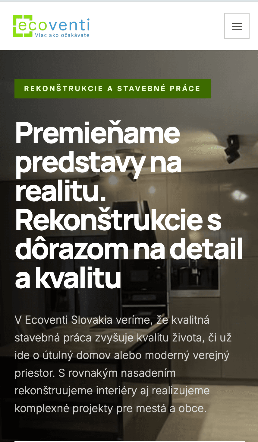 Ecoventi s.r.o., Poltár – Construction company + window service – Mobile 01