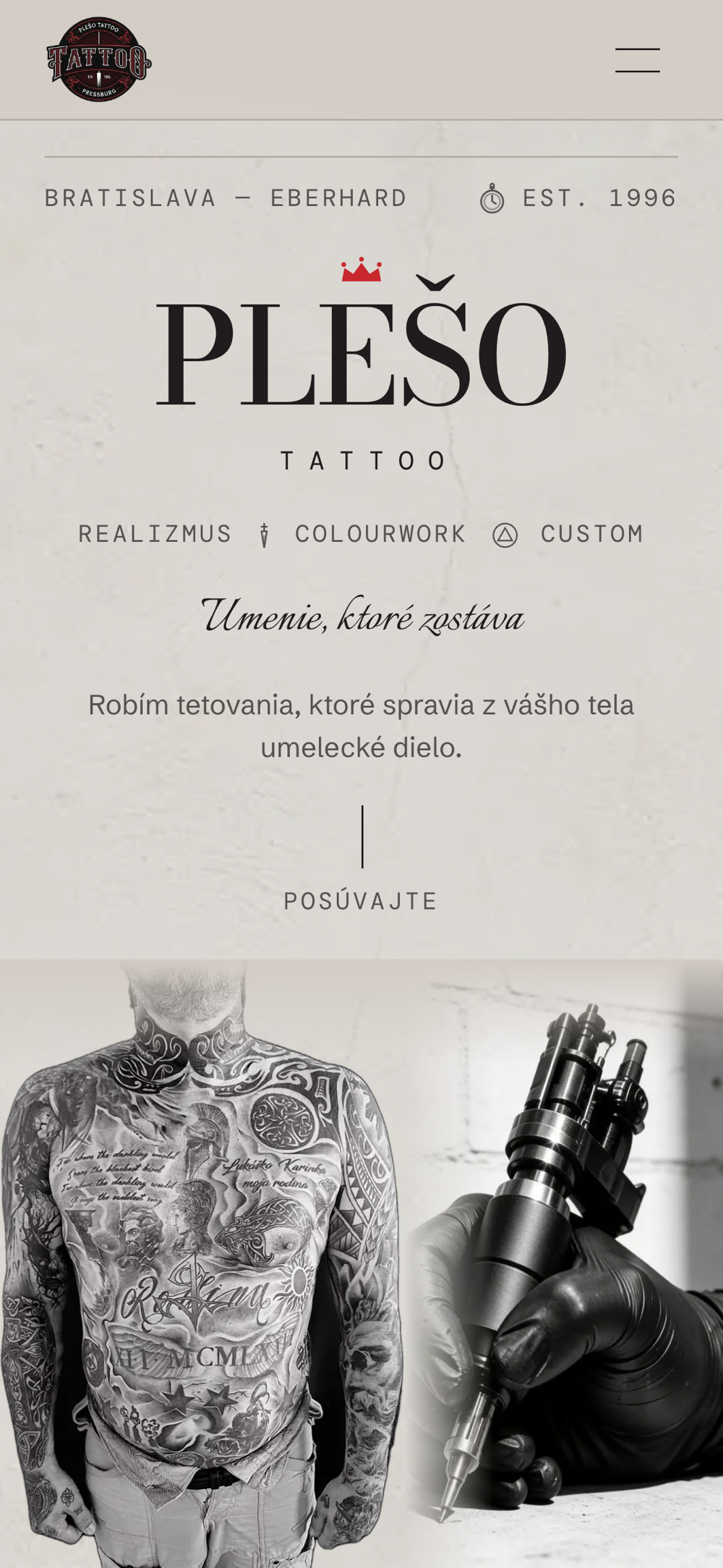 PLEŠO TATTOO s. r. o. – Tattoo studio – Mobile: home