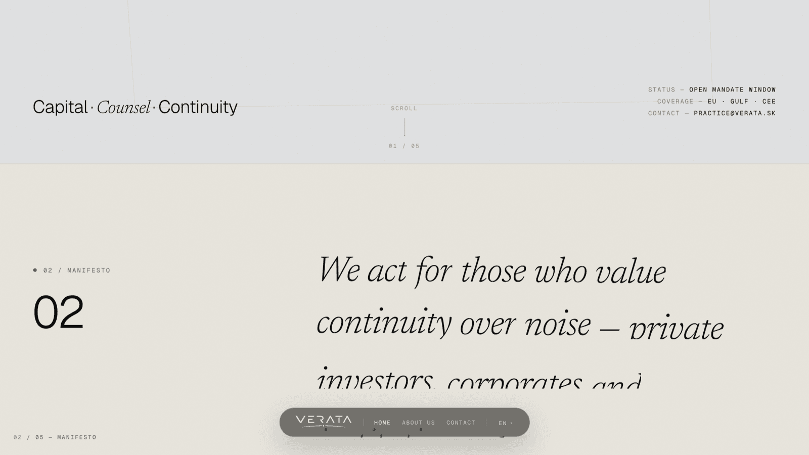 VERATA s.r.o. – Corporate / advisory – Practice areas