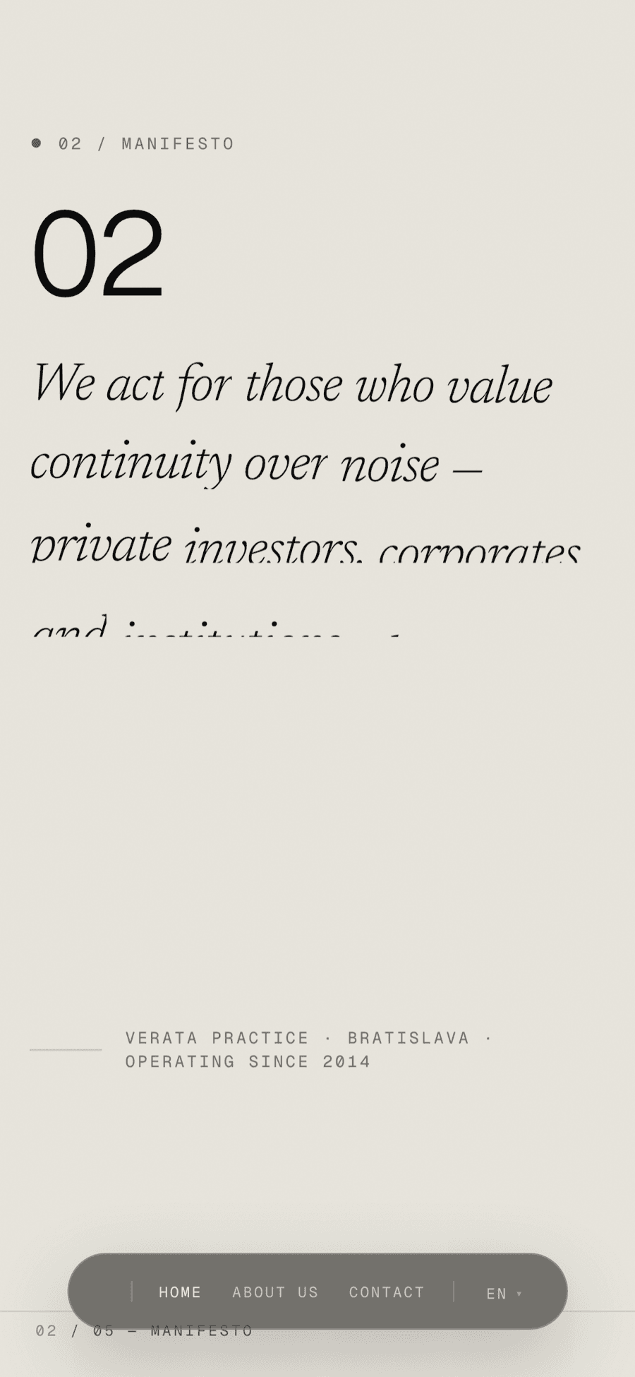 VERATA s.r.o. – Corporate / advisory – Mobile — sections