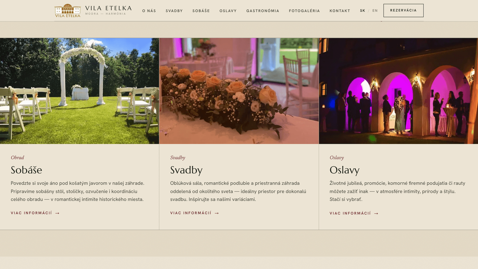 Vila Etelka – Wedding and event venue – Offering