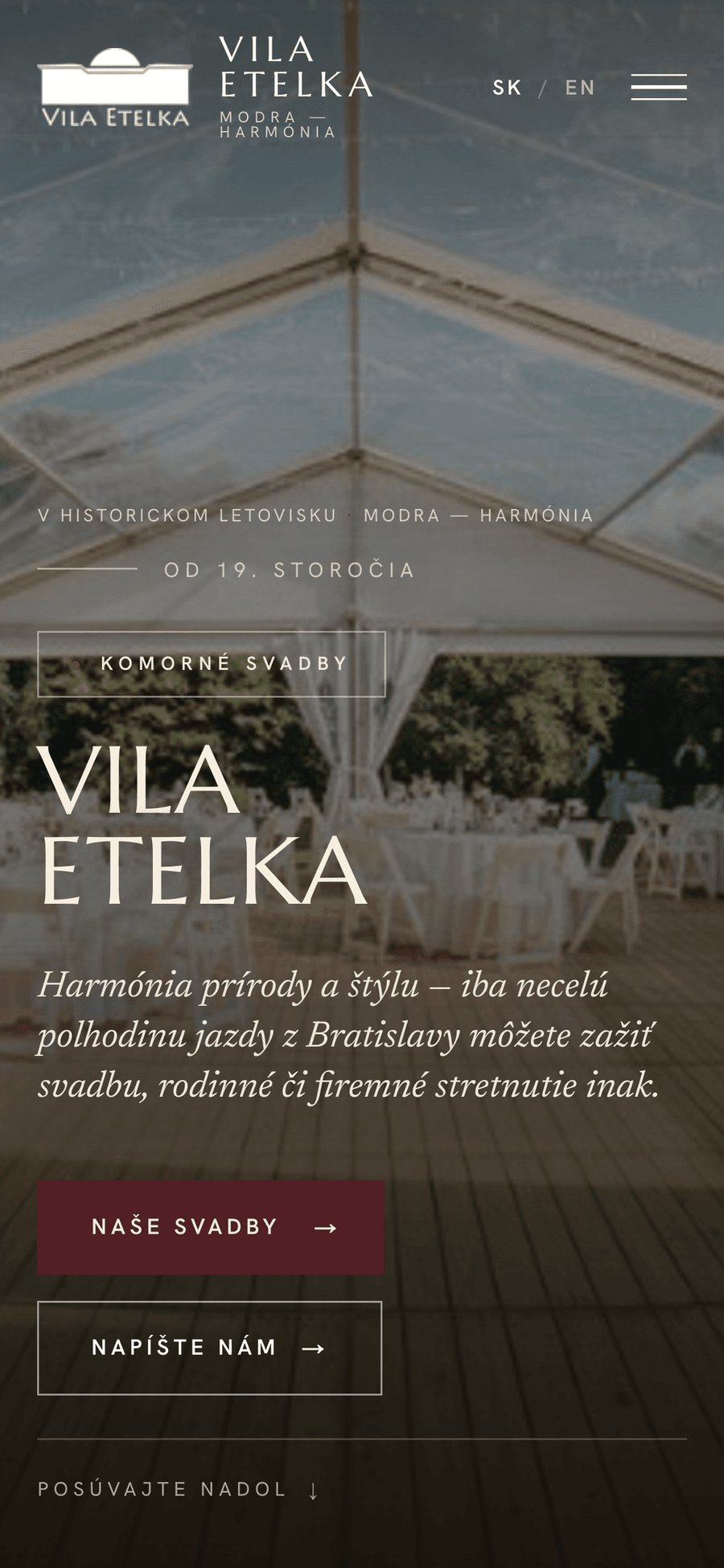 Vila Etelka – Wedding and event venue – Mobile — home