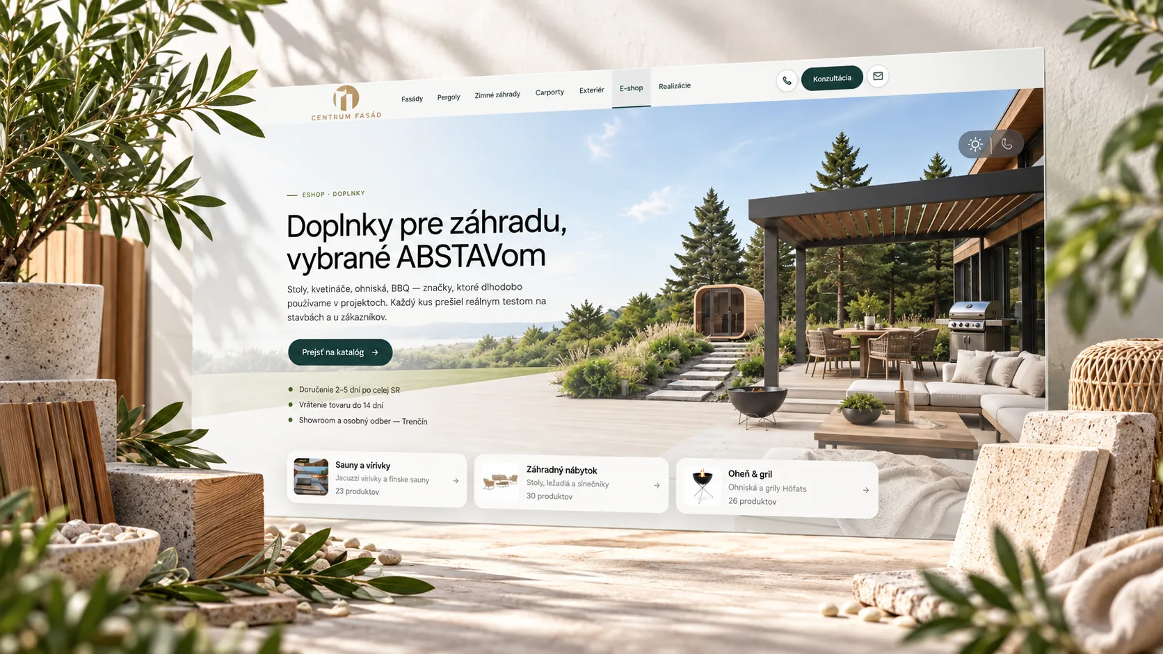 Centrum Fasád — the garden accessories page of the shop