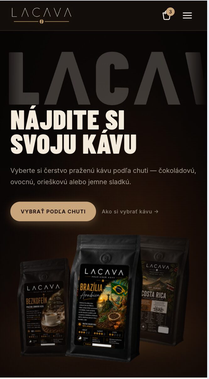 LACAVA mobile catalogue with coffee selection by taste.
